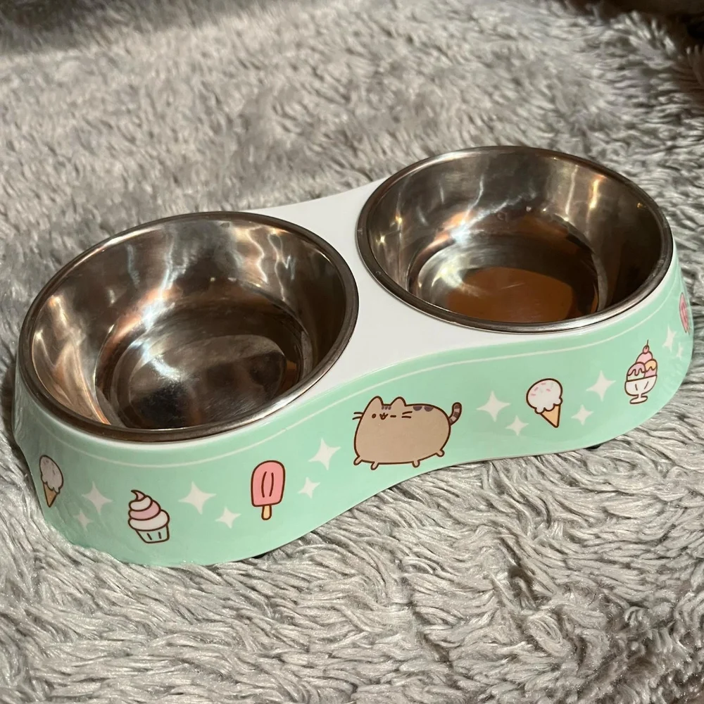 Pusheen Teal Ice Cream Double Diner Bowl Food Tray